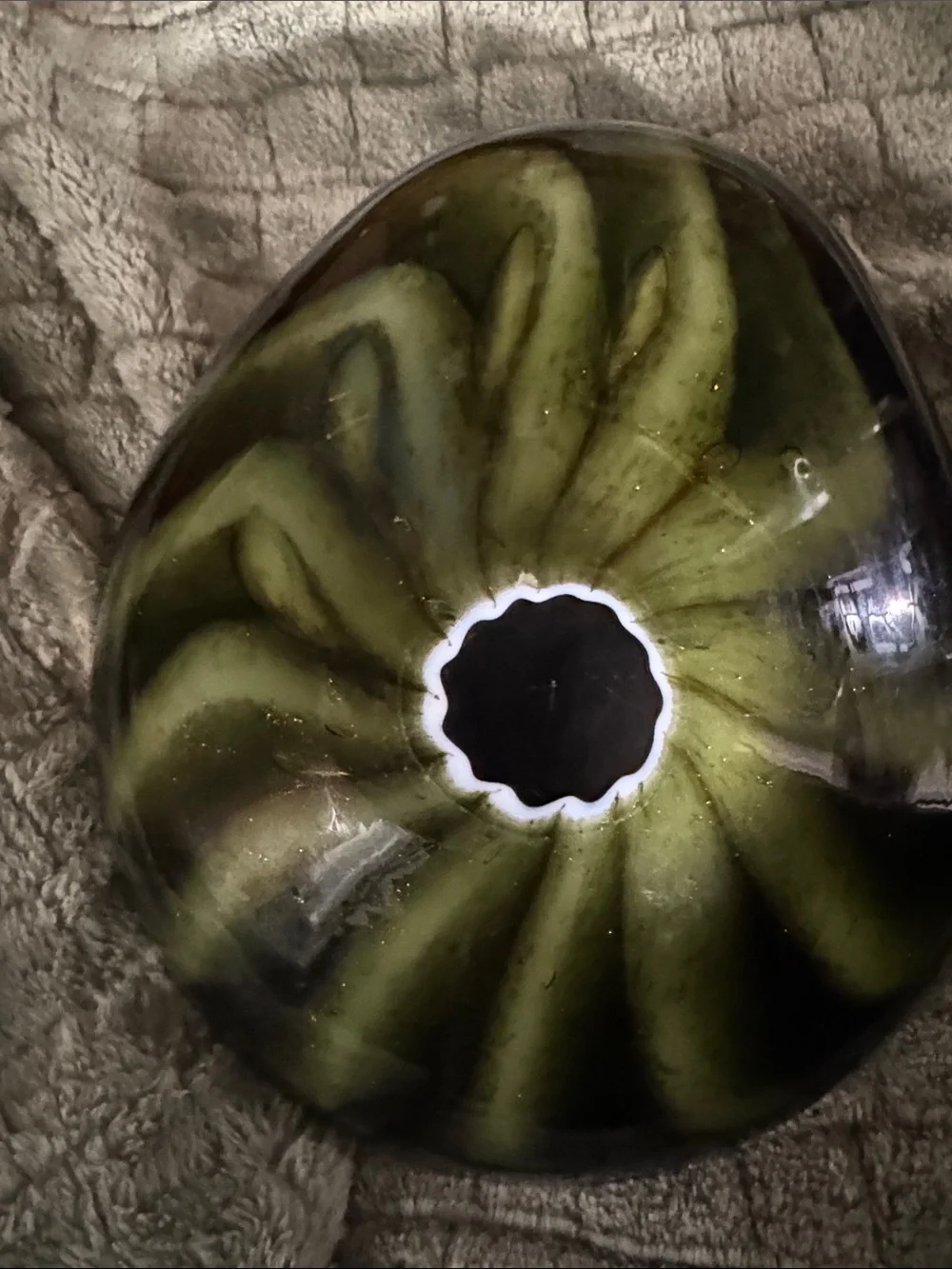 Vintage Murano Art Glass Handkerchief Bowl Green Swirl Gold Aventurine MCm